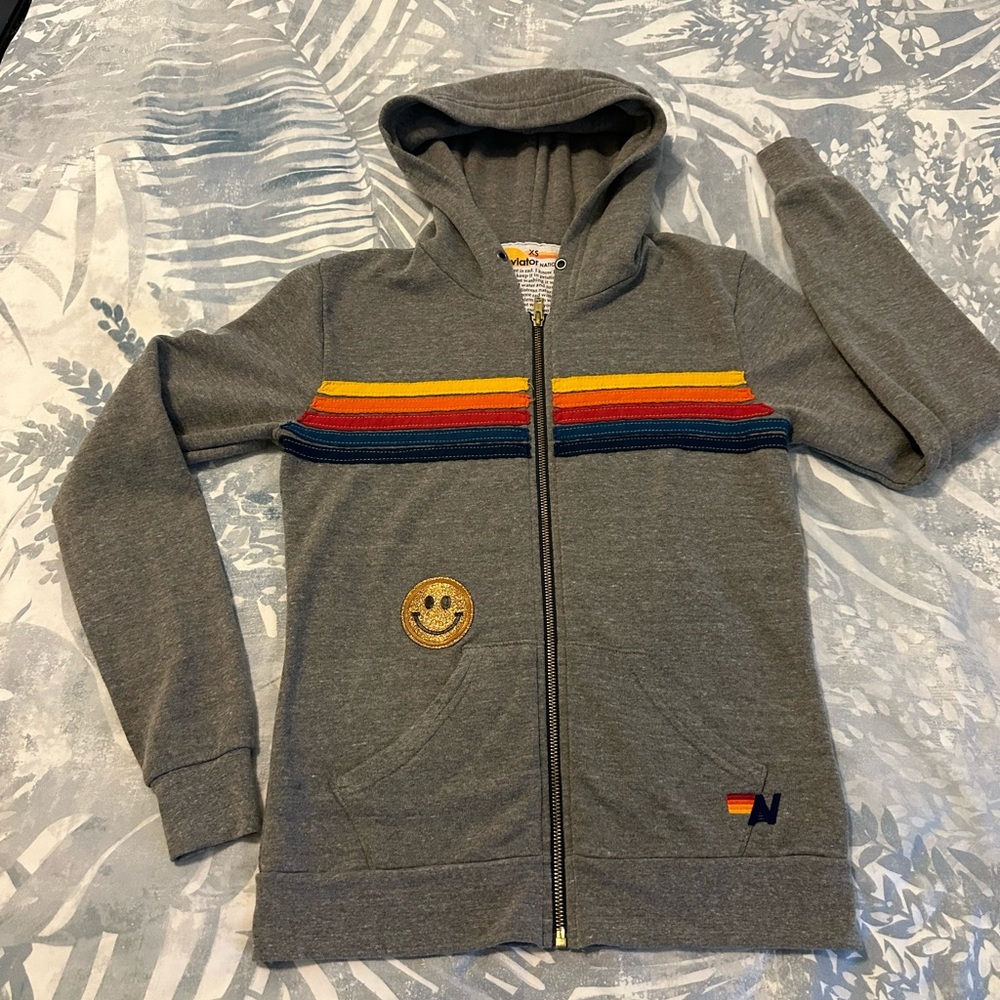 AVIATOR NATION ZIPUP HOODIE!!! Grey, ADULT XS, NWOT